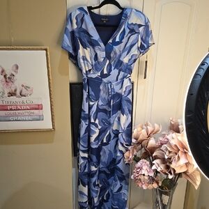 Nwt XL& LARGE Rachel Zoe Blue and White Floral Maxi Dress